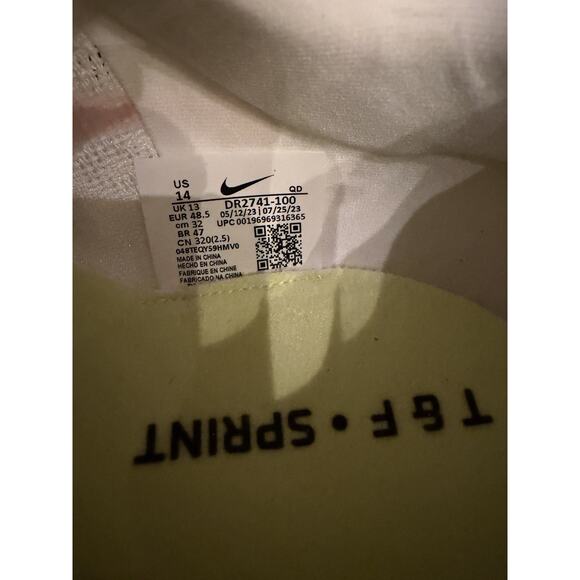 Nike Mens Ja Fly 4 Track & Field Sprinting Spikes White/Pink Size 14 DR2741-100 - Picture 6 of 6